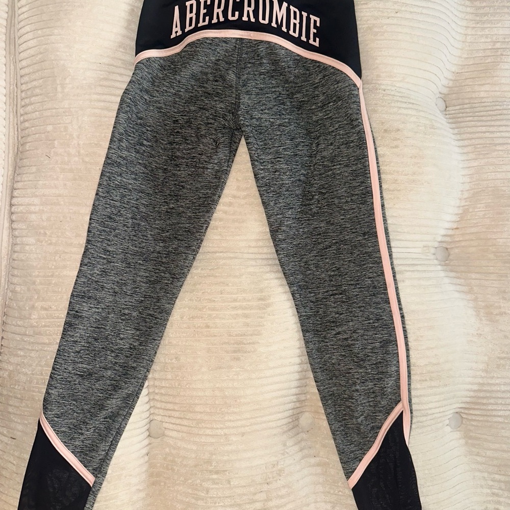 Abercrombie Kids Gray Leggings with Pink Trim